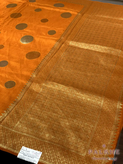 Rust Banarasi Polka Dots in Munga Silk (CI42)