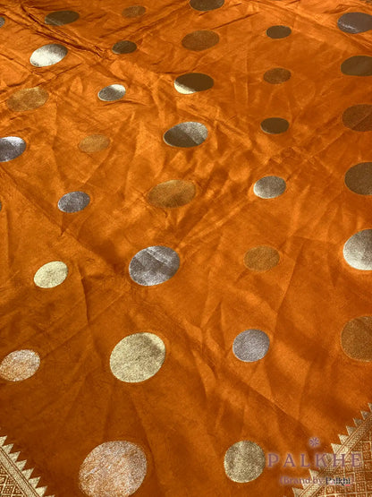 Rust Banarasi Polka Dots in Munga Silk (CI42)