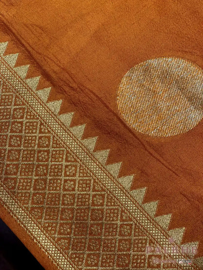 Rust Banarasi Polka Dots in Munga Silk (CI42)
