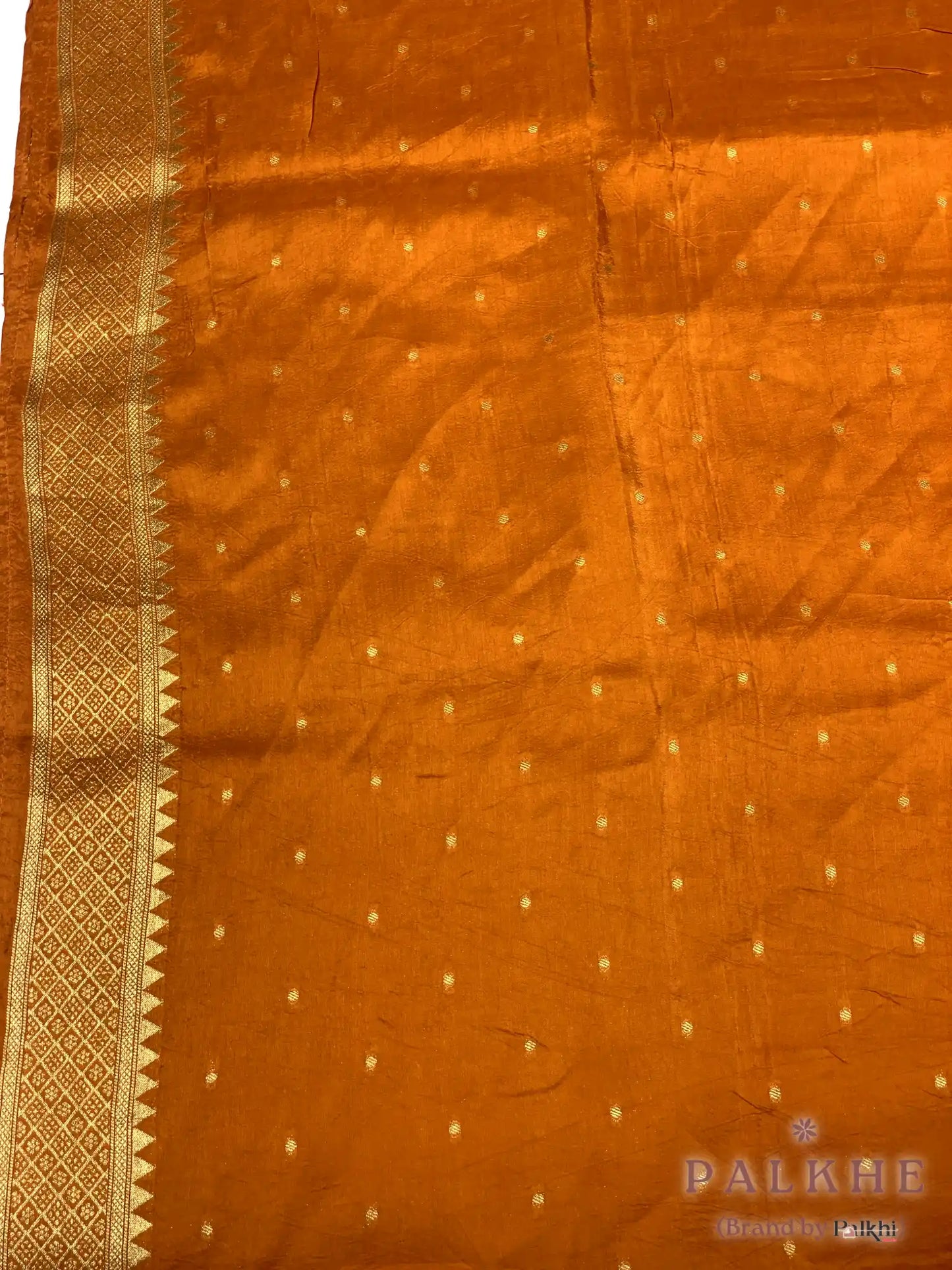 Rust Banarasi Polka Dots in Munga Silk (CI42)