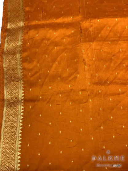 Rust Banarasi Polka Dots in Munga Silk (CI42)