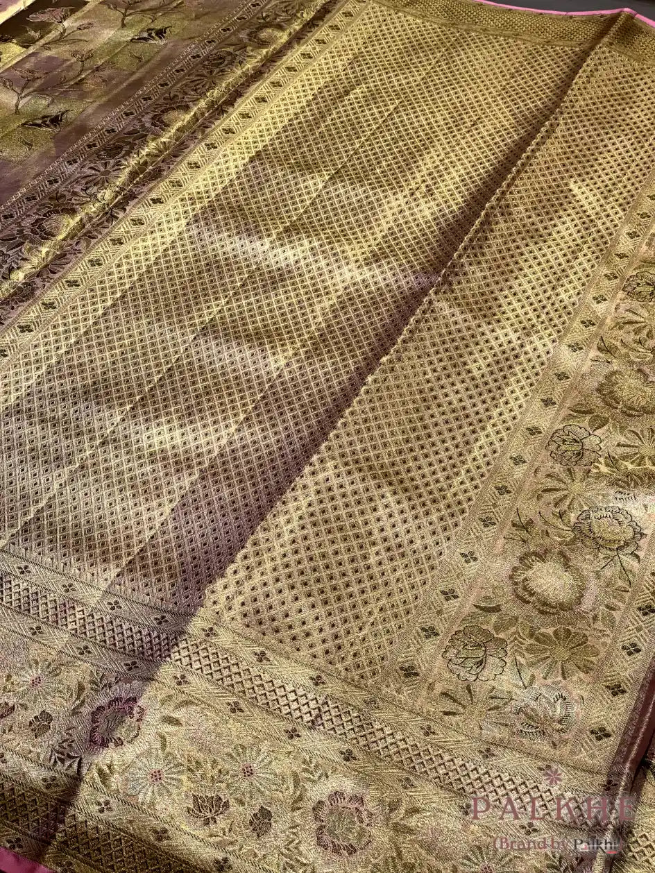 Golden Kanjivaram Floral in Pure Silk (CN85)