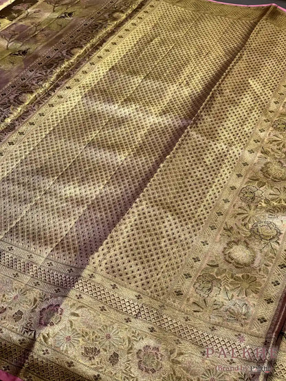 Golden Kanjivaram Floral in Pure Silk (CN85)