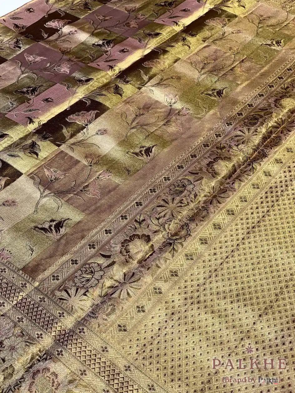 Golden Kanjivaram Floral in Pure Silk (CN85)