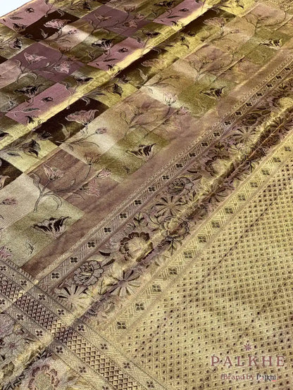 Golden Kanjivaram Floral in Pure Silk (CN85)