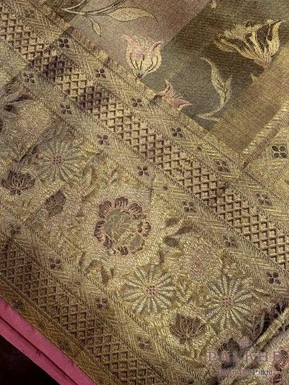 Golden Kanjivaram Floral in Pure Silk (CN85)