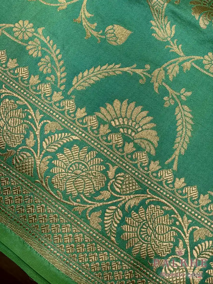 Pista Green Banarasi Jaal in Katan Silk