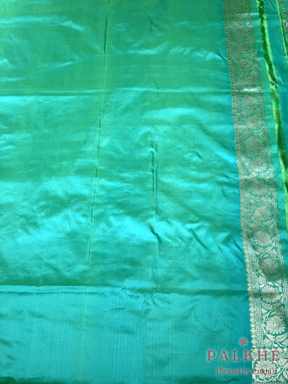 Pista Green Banarasi Jaal in Katan Silk
