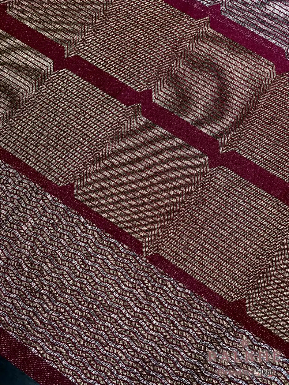 Maroon Banarasi in Mashru Silk