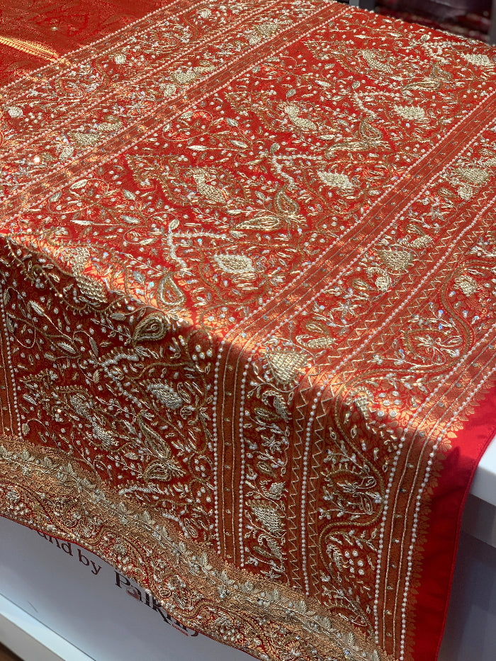 RED PURE KANJIVARAM WITH ZARDOZI WORK