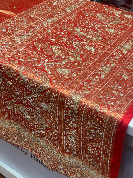 RED PURE KANJIVARAM WITH ZARDOZI WORK
