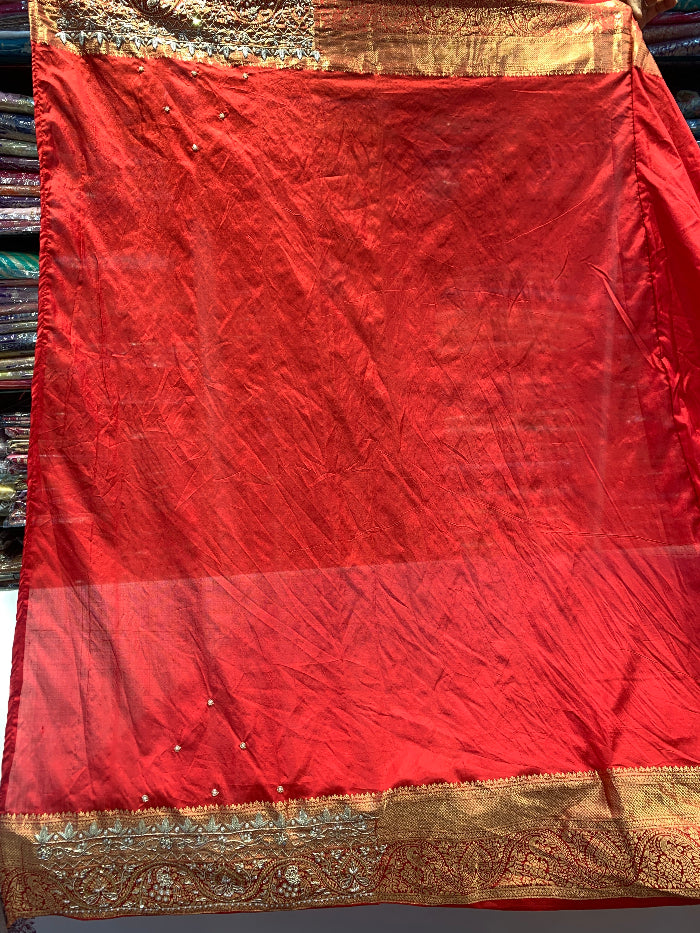 RED PURE KANJIVARAM WITH ZARDOZI WORK
