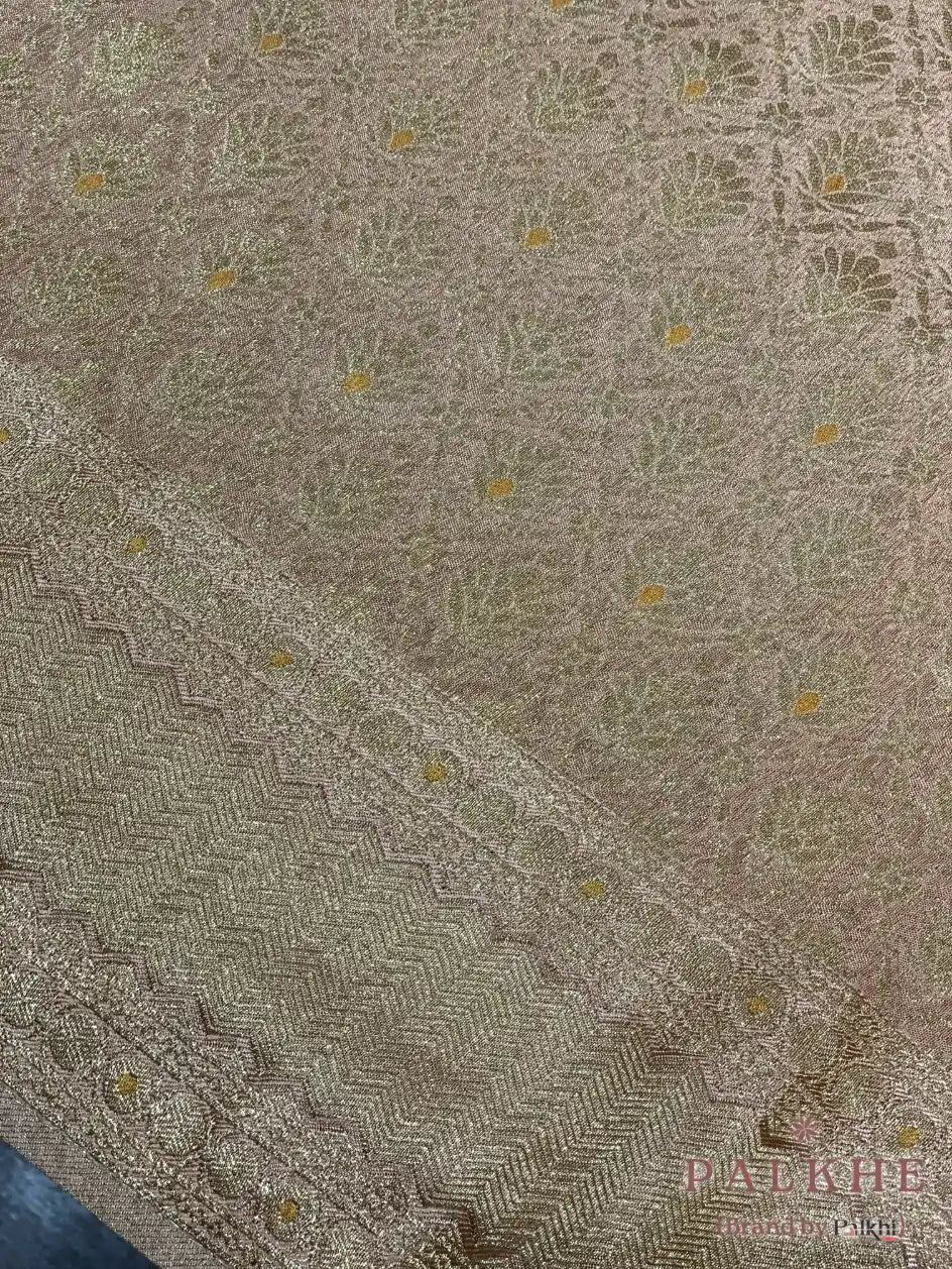 Peach Georgette Zari Woven Motifs in Georgette (CD47)