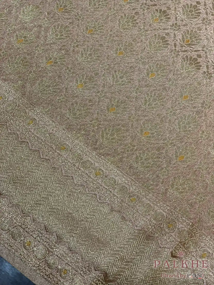 Peach Georgette Zari Woven Motifs in Georgette (CD47)