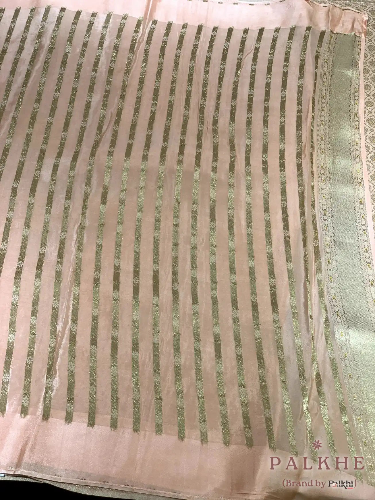 Peach Georgette Zari Woven Motifs in Georgette (CD47)