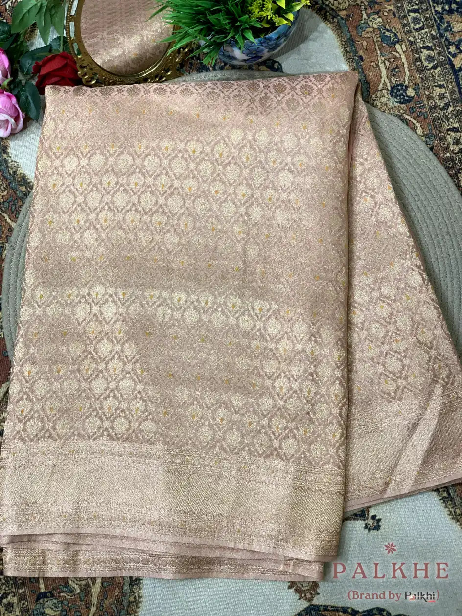 Peach Georgette Zari Woven Motifs in Georgette (CD47)