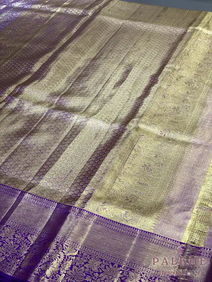 Purple Kanjivaram Floral Jaal in Pure Silk (CN55)