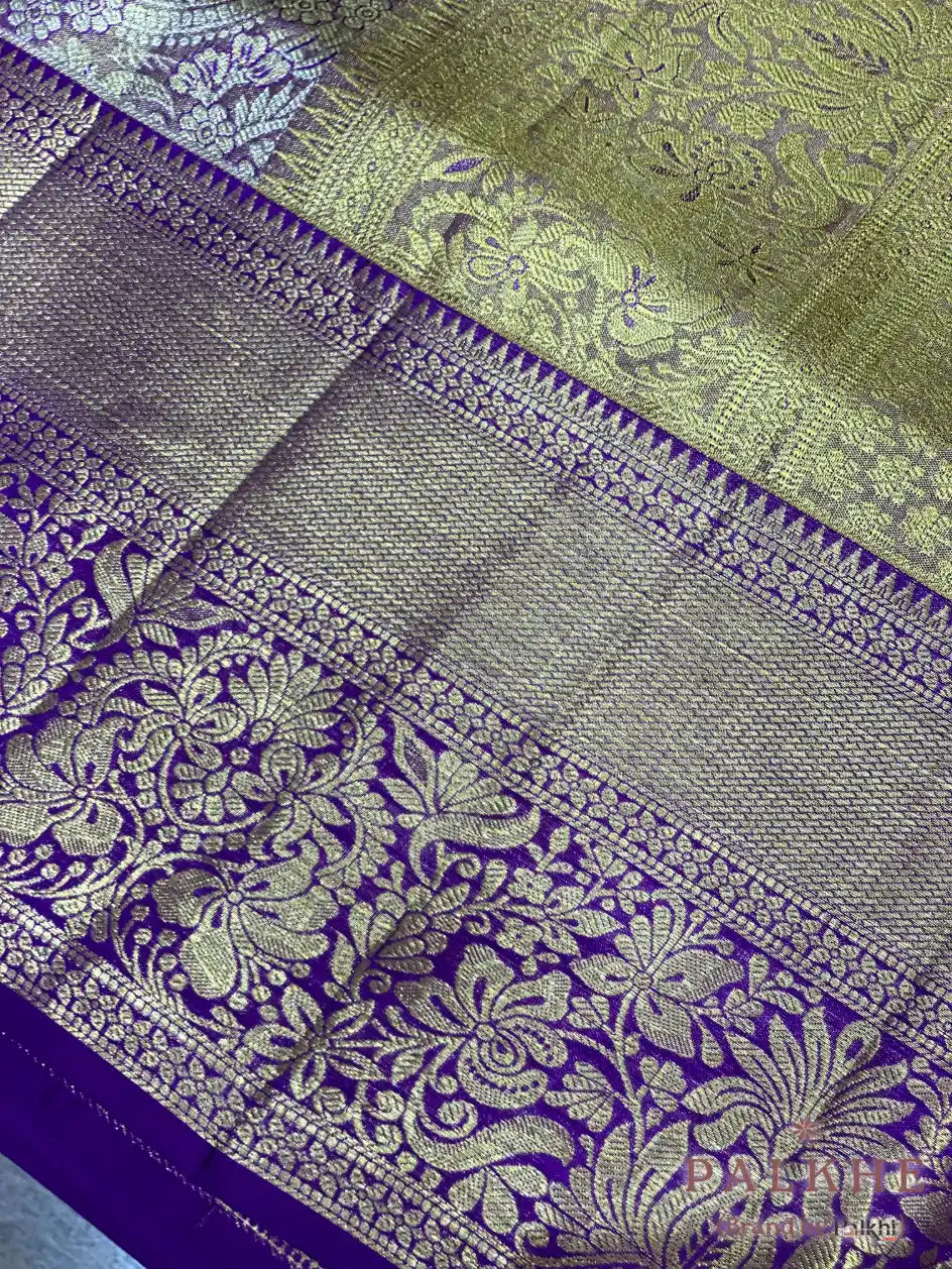 Purple Kanjivaram Floral Jaal in Pure Silk (CN55)