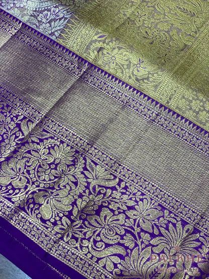 Purple Kanjivaram Floral Jaal in Pure Silk (CN55)