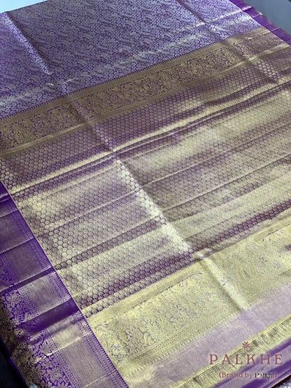 Purple Kanjivaram Floral Jaal in Pure Silk (CN55)