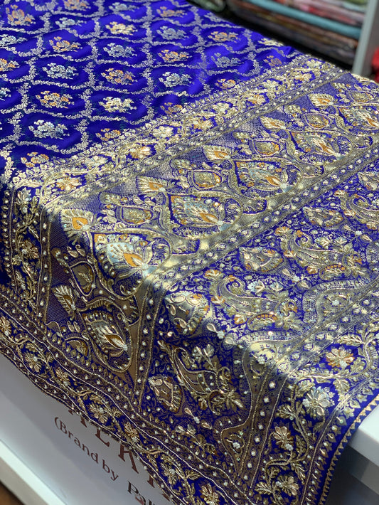 ROYAL BLUE BANARASI WITH ZARDOZI EMBROIDERY
