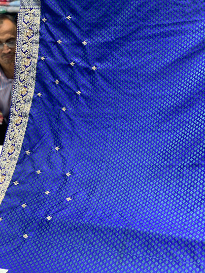 ROYAL BLUE BANARASI WITH ZARDOZI EMBROIDERY