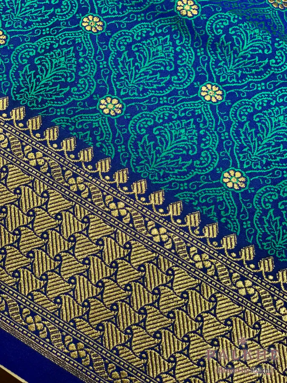 Royal Blue Banarasi Butis in Tanchoi Semi Silk
