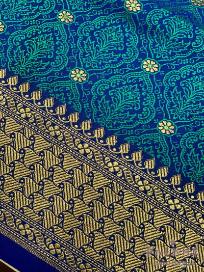 Royal Blue Banarasi Butis in Tanchoi Semi Silk