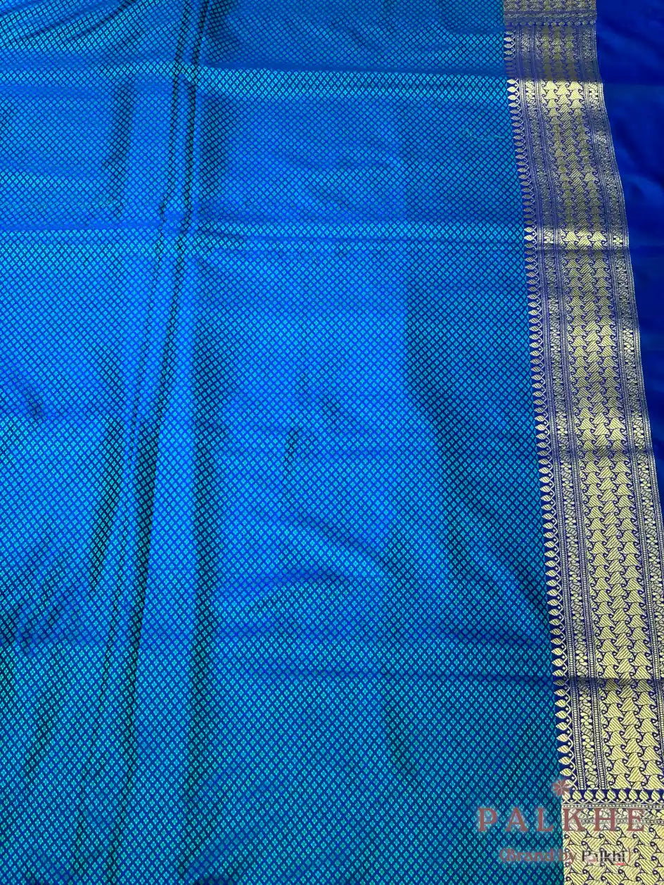 Royal Blue Banarasi Butis in Tanchoi Semi Silk