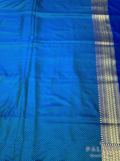 Royal Blue Banarasi Butis in Tanchoi Semi Silk