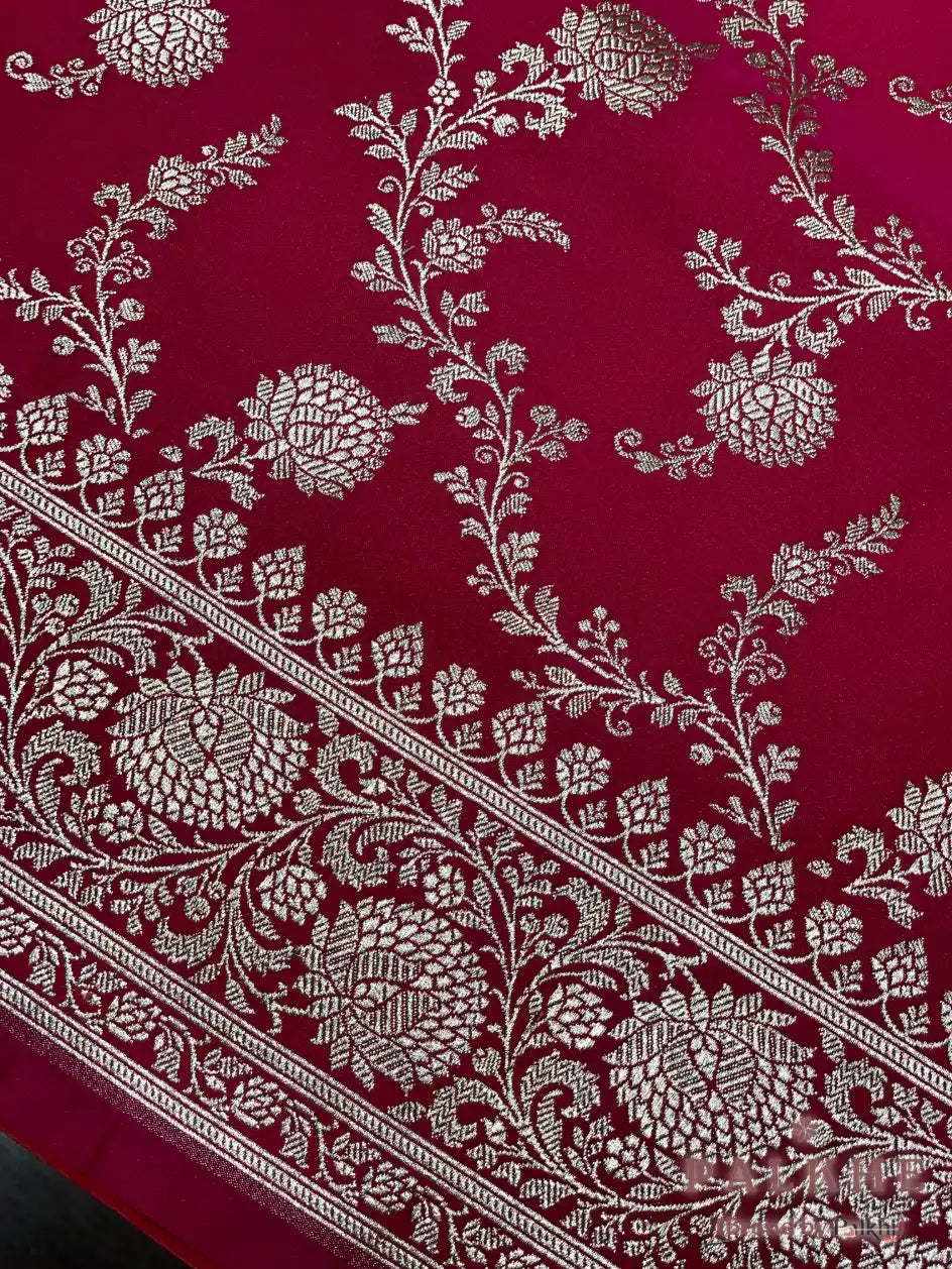 Rich Rani Pink Banarasi Floral Jaal in Pure