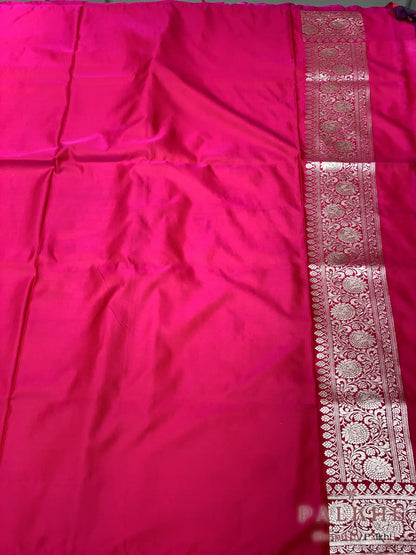 Rich Rani Pink Banarasi Floral Jaal in Pure