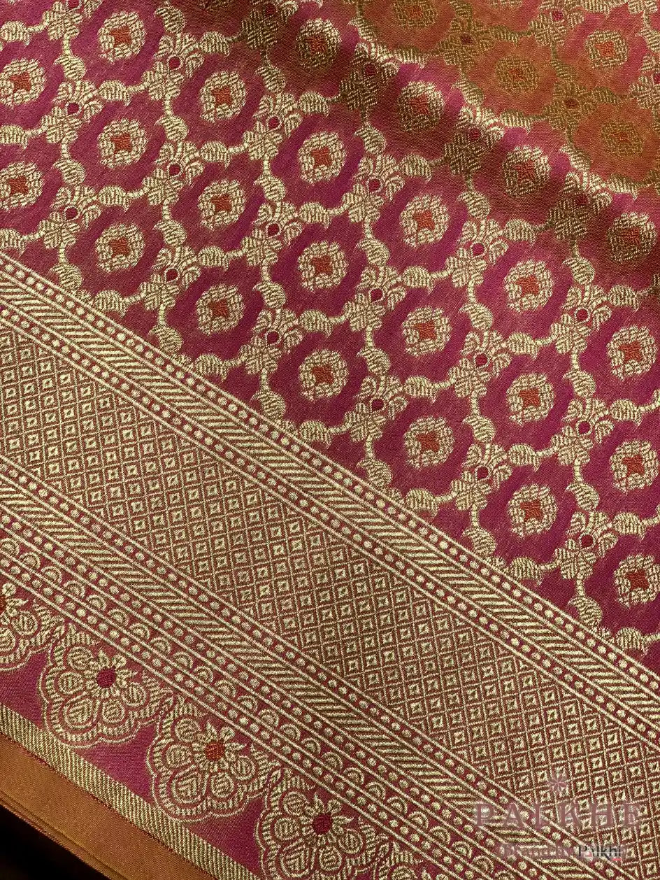 Peach Banarasi Geometric in Pure Katan Silk