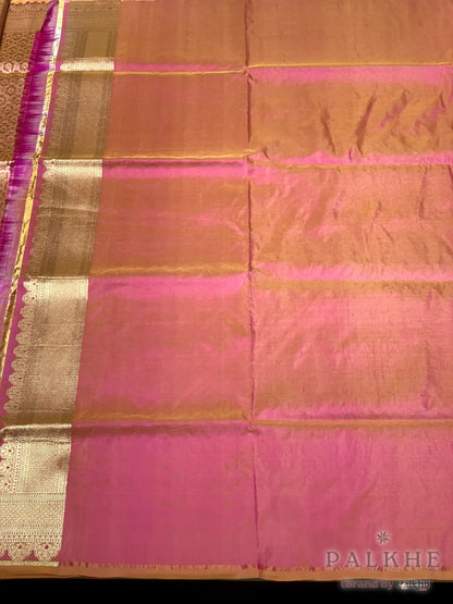 Peach Floral Motifs Banarasi x Hand Embroidery