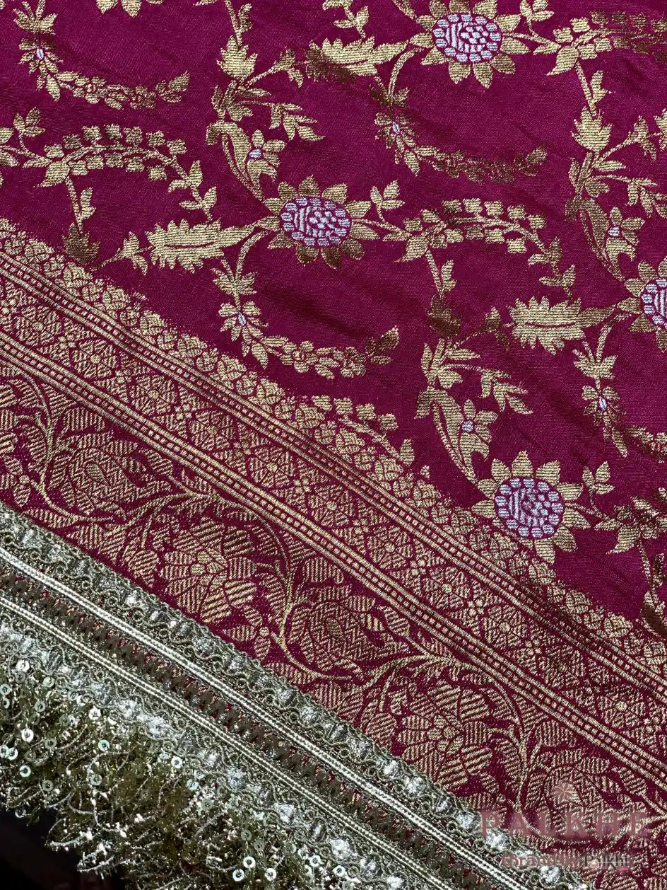 Pink Jaal Banarasi x Hand Embroidery