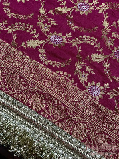 Pink Jaal Banarasi x Hand Embroidery