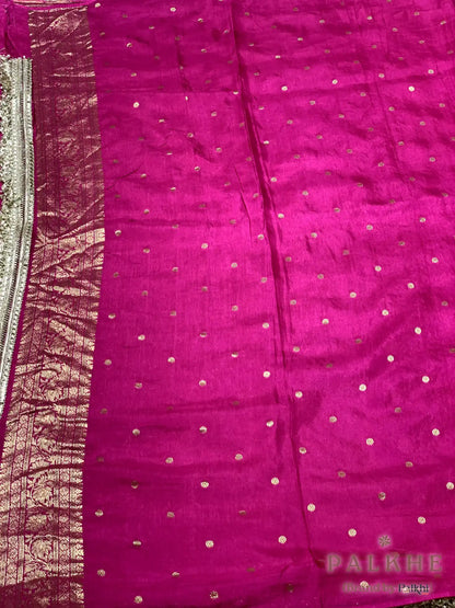 Pink Jaal Banarasi x Hand Embroidery