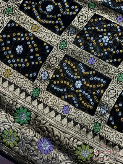 Black Bandhej in Pure Georgette