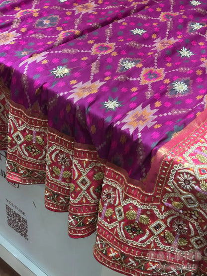Purple Semi Silk Patola x Hand Embroidery
