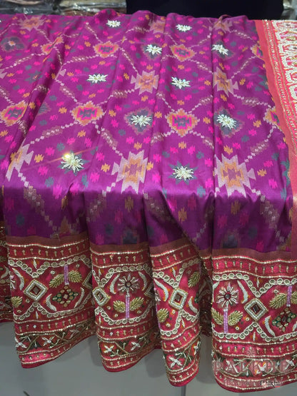 Purple Semi Silk Patola x Hand Embroidery