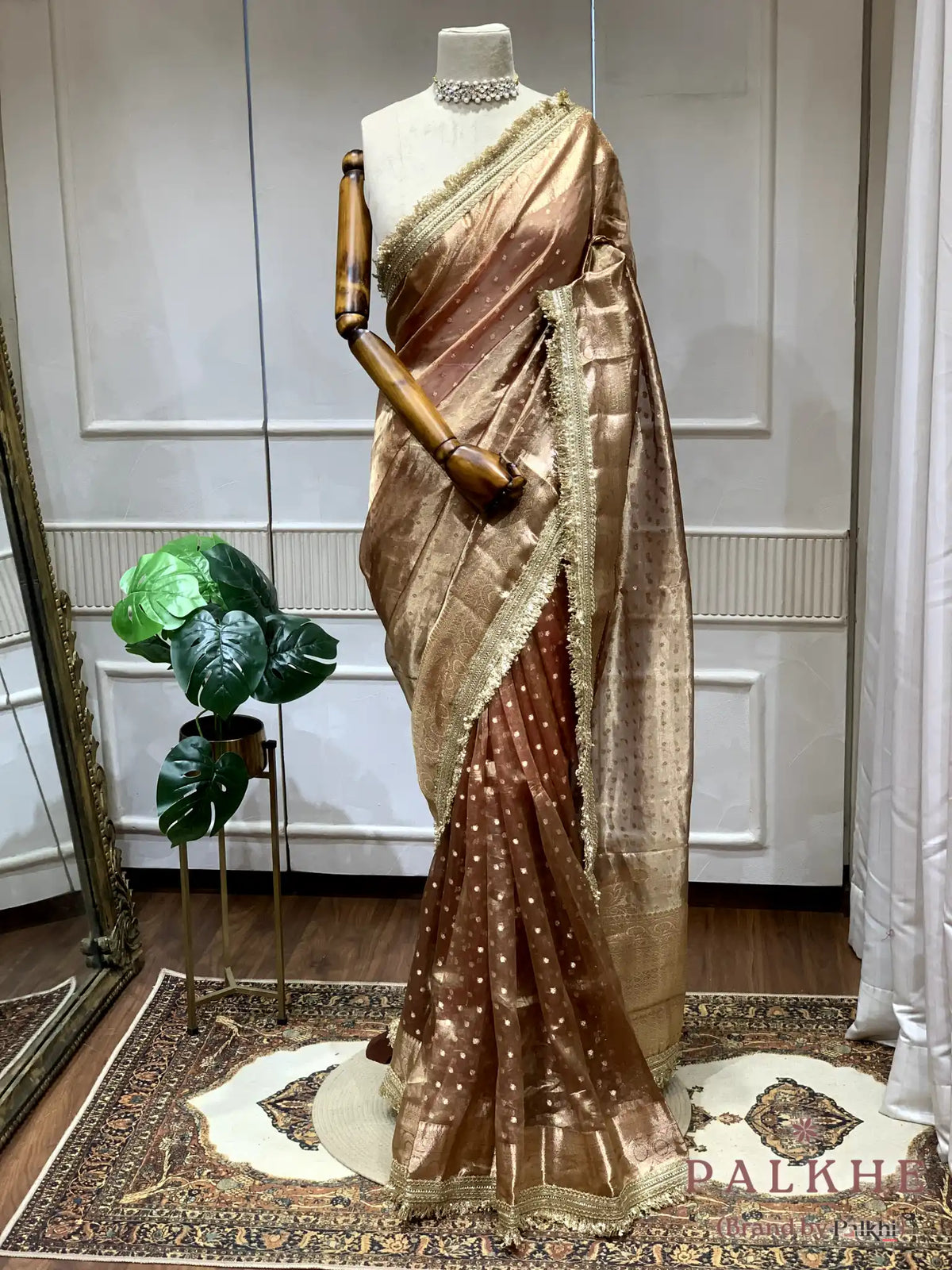 Champagne Gold Polka Dots Tissue x Kiran Border