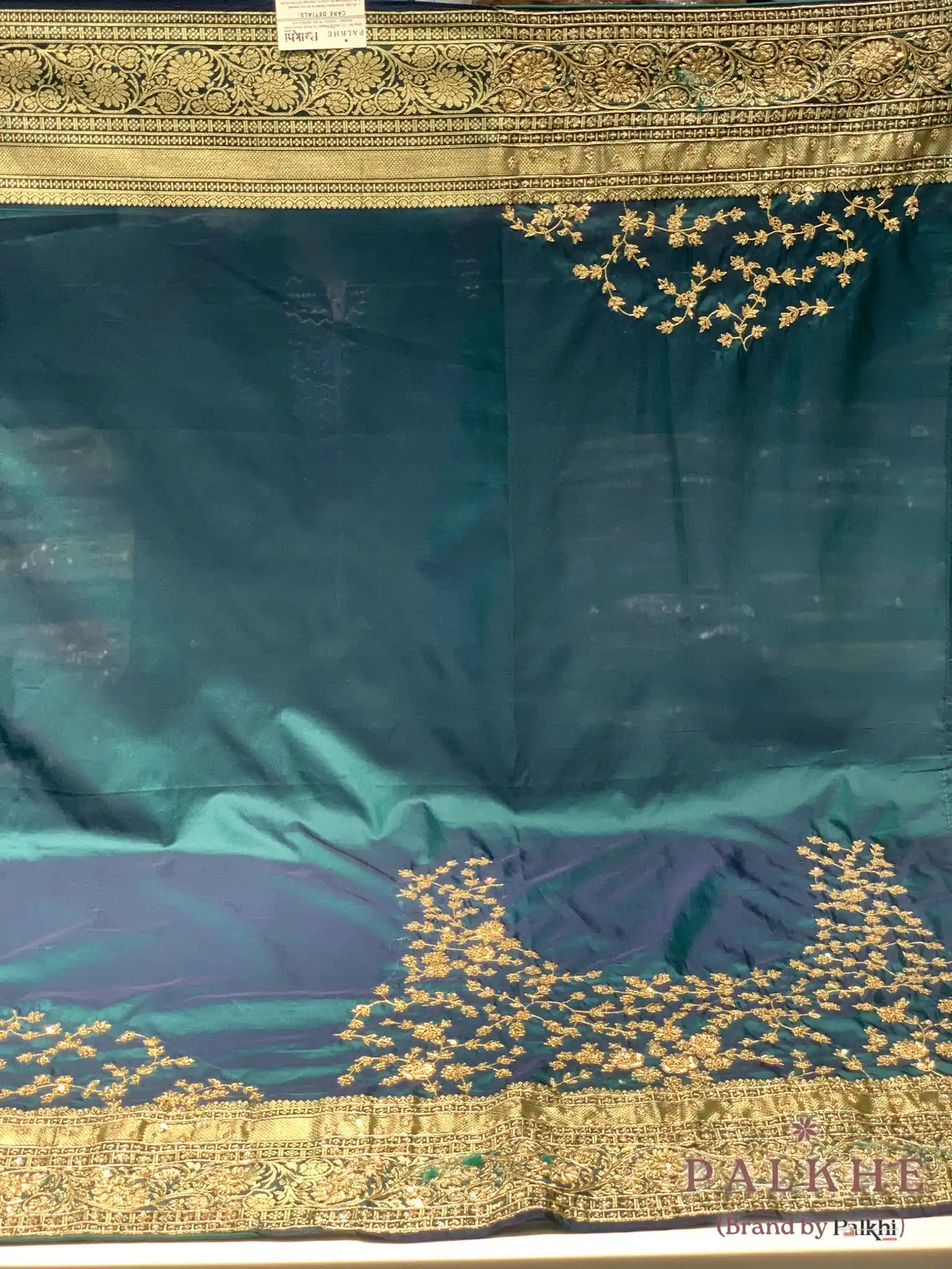 Peacock Green Floral Jaal Kanjivaram x Hand Embroidery (CJ21)