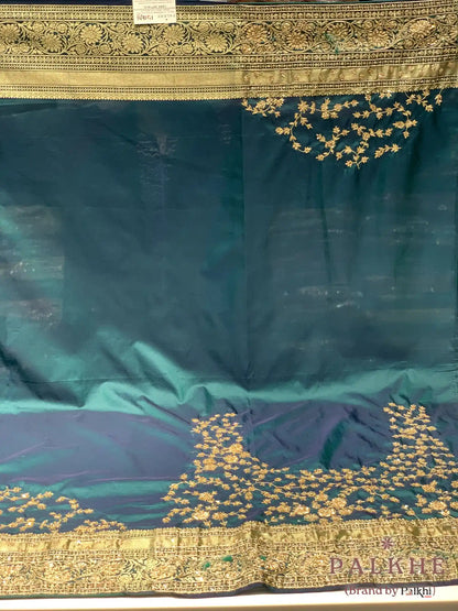 Peacock Green Floral Jaal Kanjivaram x Hand Embroidery (CJ21)