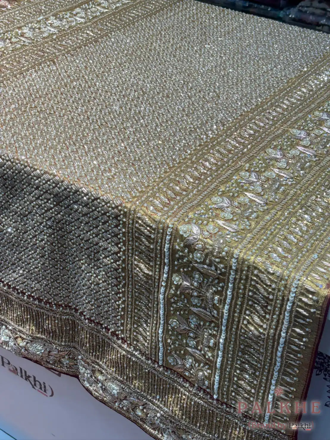 Maroon & Golden Floral Jaal Kanjivaram x Hand Embroidery