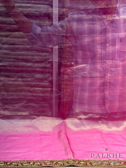 Pink Dots Pure Tissue Silk x Hand Embroidery