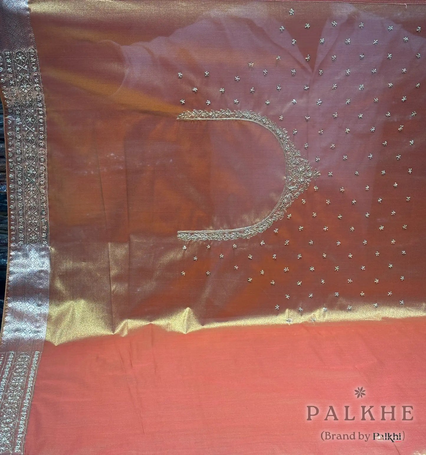 Peach Floral Kanjivaram x Hand Embroidery