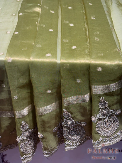 Olive Green Small Buttis Tissue x Hand Embroidery