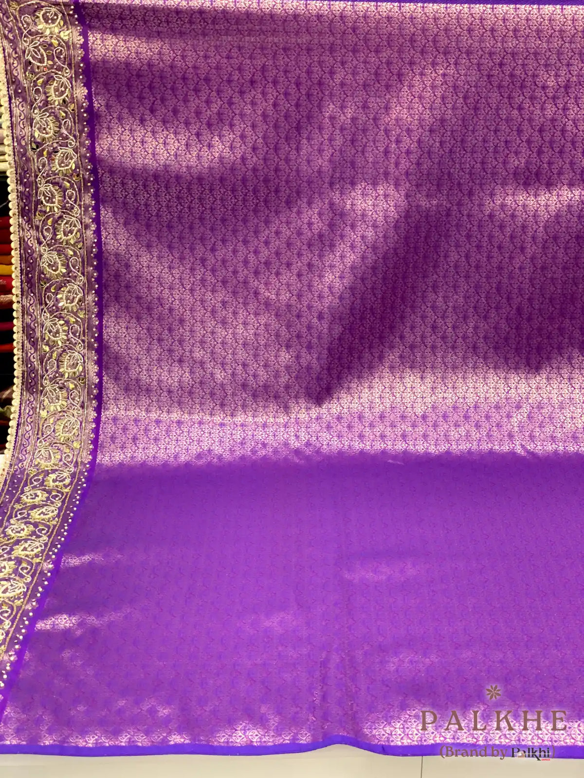 Purple Geometric Kanjivaram x Hand Embroidery (CH34)