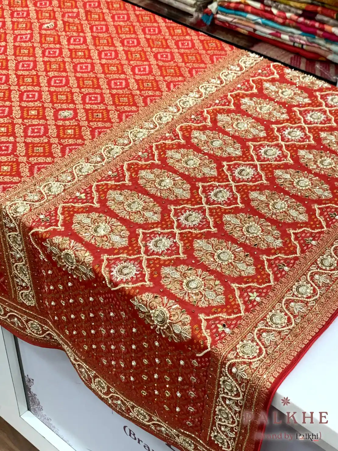 Orange Bandhej x Hand Embroidery (CR38)