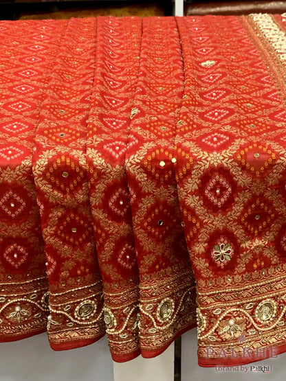 Orange Bandhej x Hand Embroidery (CR38)